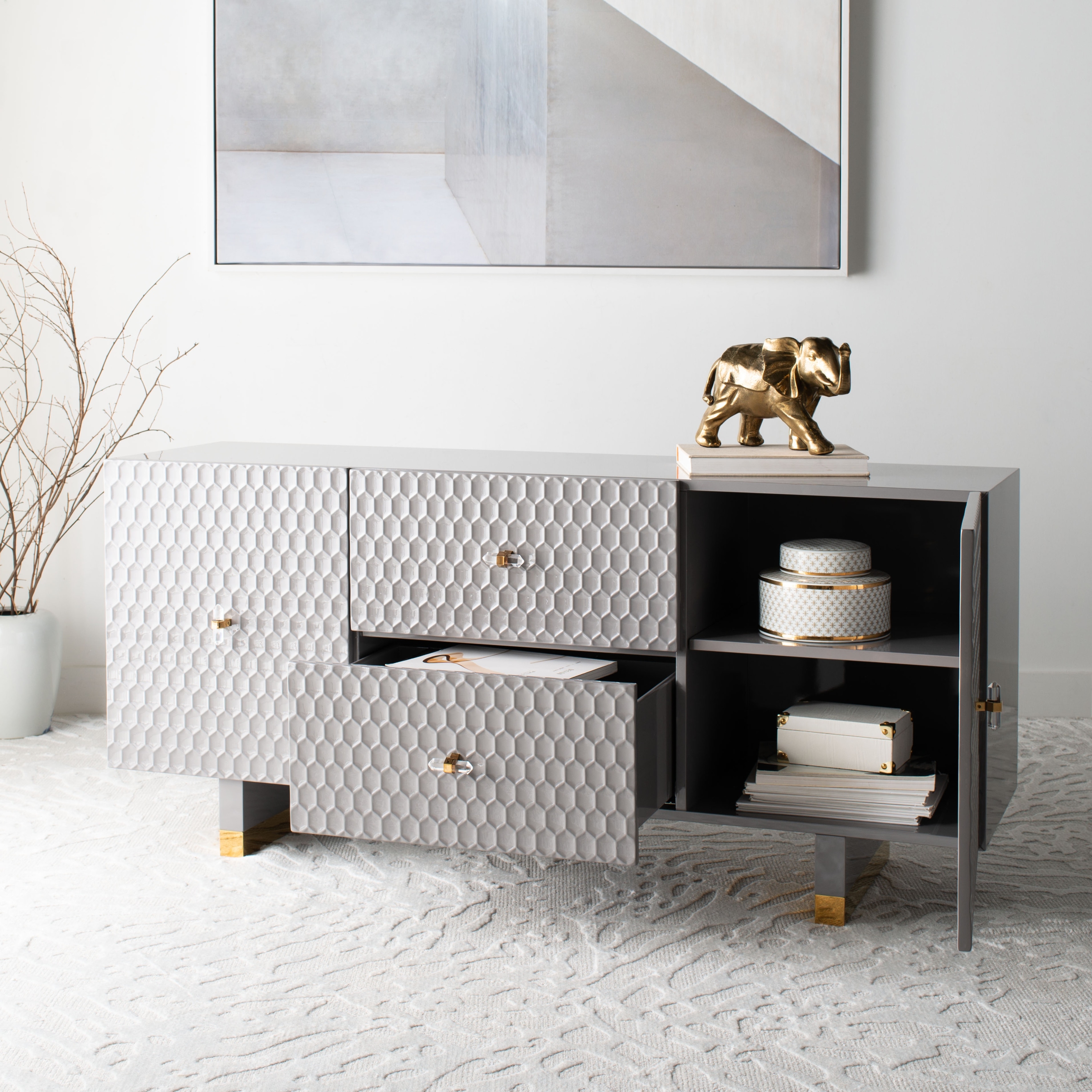 SAFAVIEH Home Kingsly Sideboard - 64"W x 18"D x 29"H