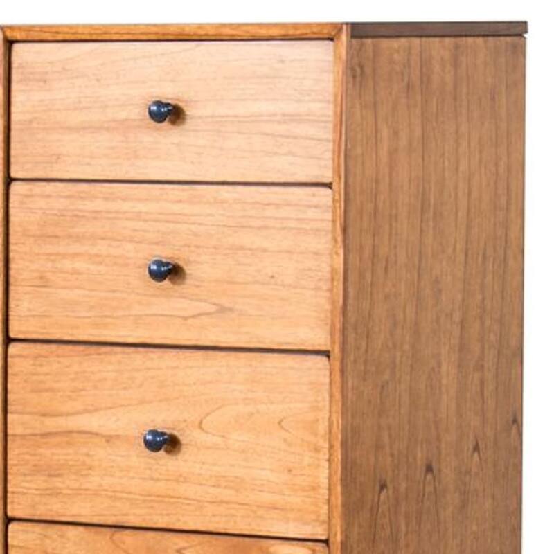 Amy 55 Inch Tall Half Wardrobe Chest, Side Cabinet, Brown Solid Wood