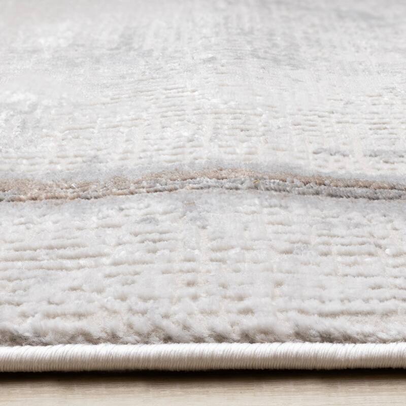 London Collection - Grey Cream Beige Border Indoor Area Rug