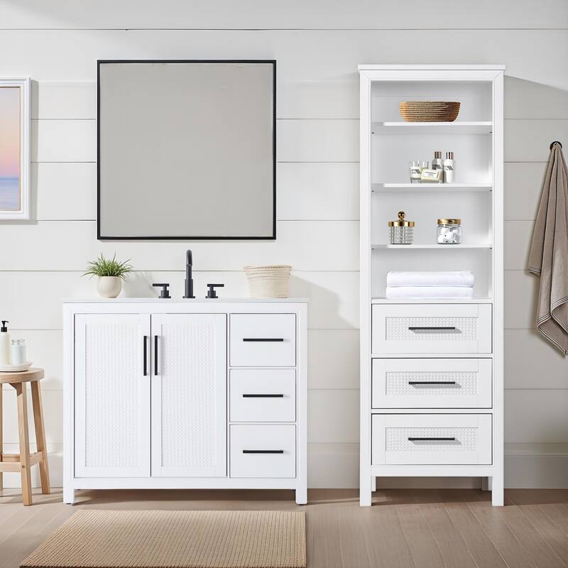 Winslow 16-28 Inch Open Shelving Bath Storage Cabinet