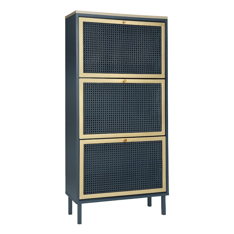 Bohotic Mid-Century Modern Style 3 Flip Drawers Shoe Cabinet Free Standing Shoe Rack for Home Office