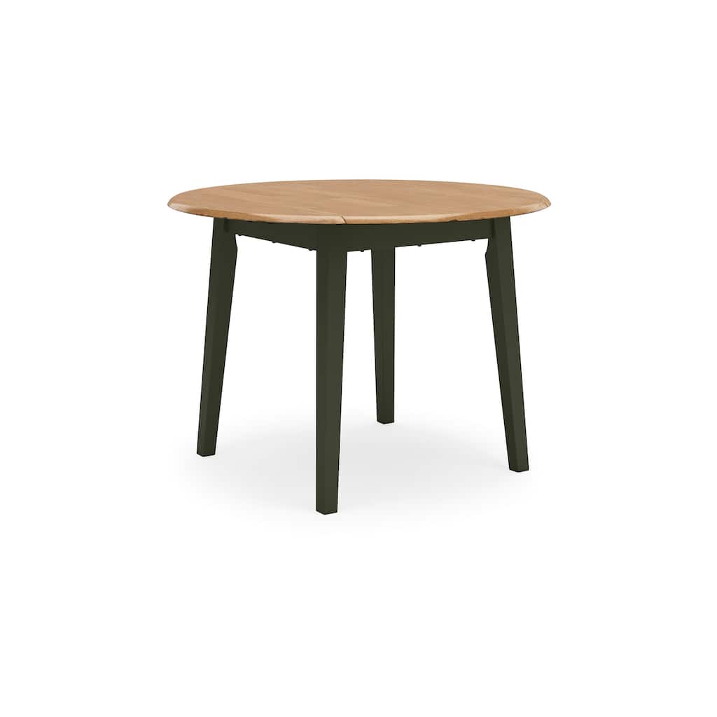 Gasy Dining Table, Extendable 26-42 Inch, Dark Green Wood, 2 Leaves