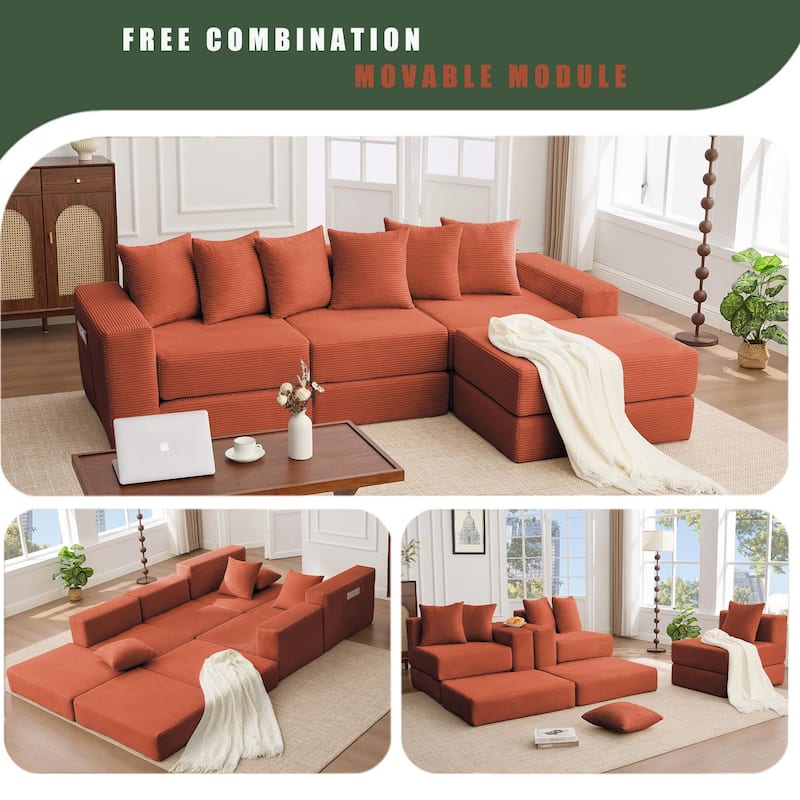 10-in-1 Convertible Sofa Sectional - Orange