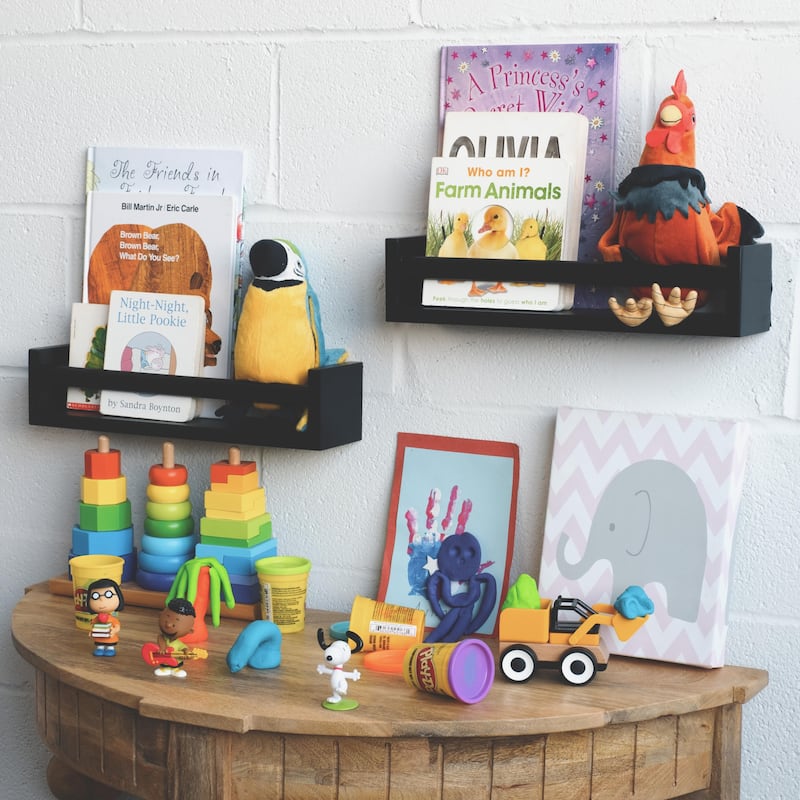 Wallniture Utah Wood Wall Shelves for Book and Toy Storage (Set of 2)