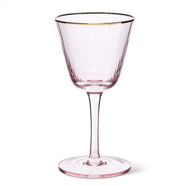 Pink With Gold Rim Cocktail Drinking Glass