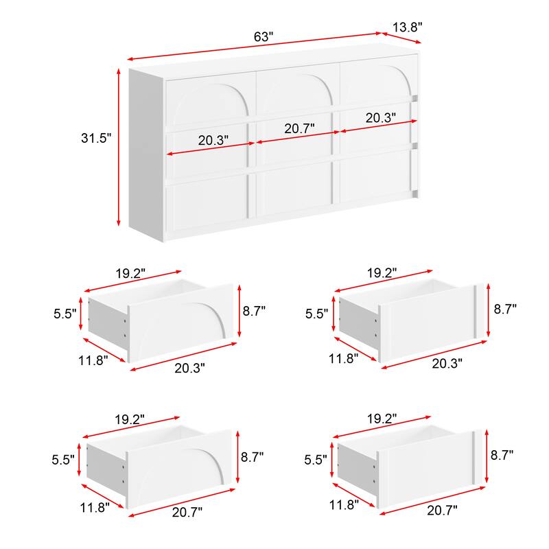 White 9-Drawer Storage Dresser with Stylish Design and Anti-Tip Feature