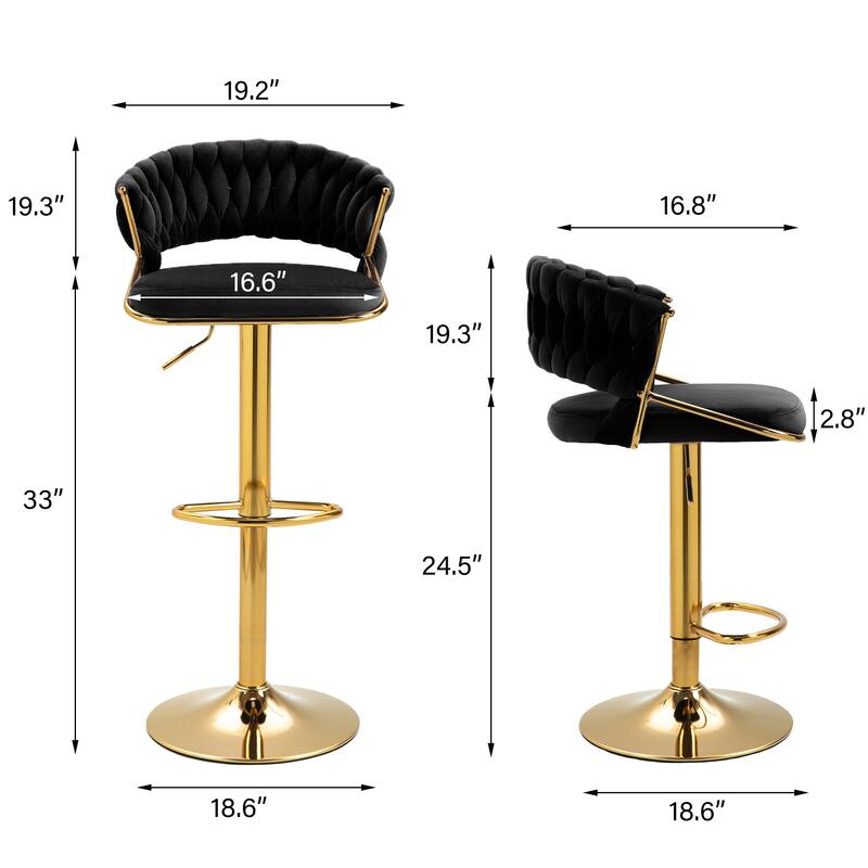 Modern Velvet Counter Bar Stools with Backs(Set of 4)