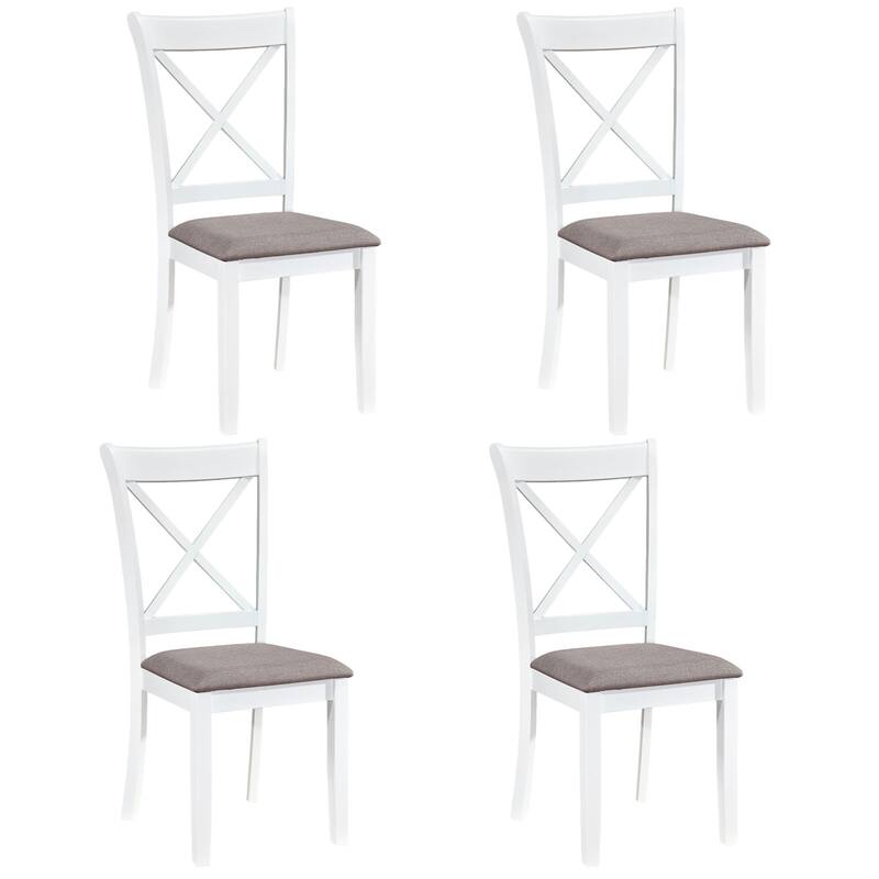 Gymax Dining Chairs Set of 4 w/Comfortable Backrest & Padded Seat for - White & Grey - Set of 4