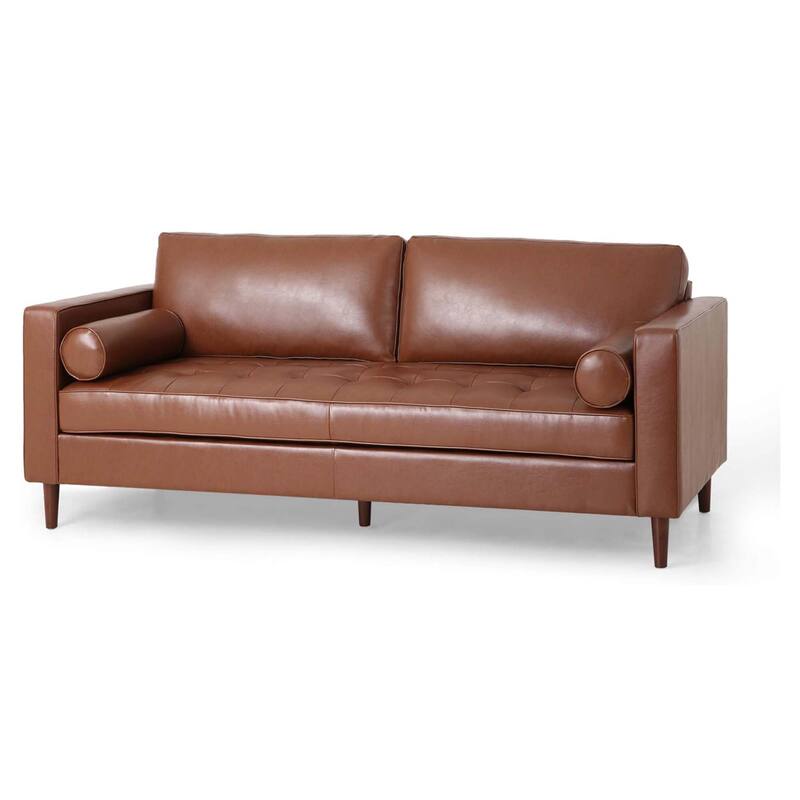 Comfy 3-seat Sofa with Wooden Legs, PU, for Living Room and Study