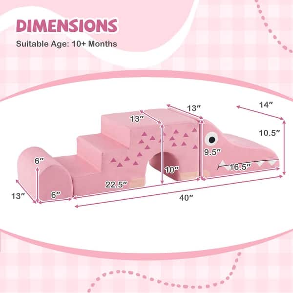 dimension image slide 1 of 2, Costway 3 PCS Soft Velvet Toddler Climbing Toys Crocodile-Themed Foam - See Details