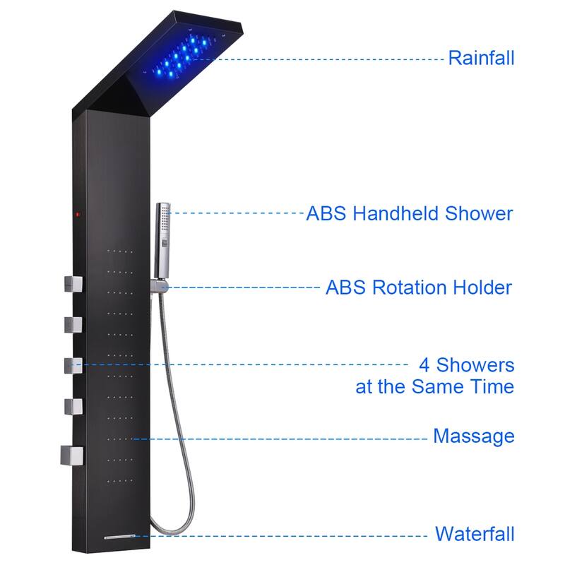 50 in. LED Shower Panel System and Body Jets in Brushed Nickel