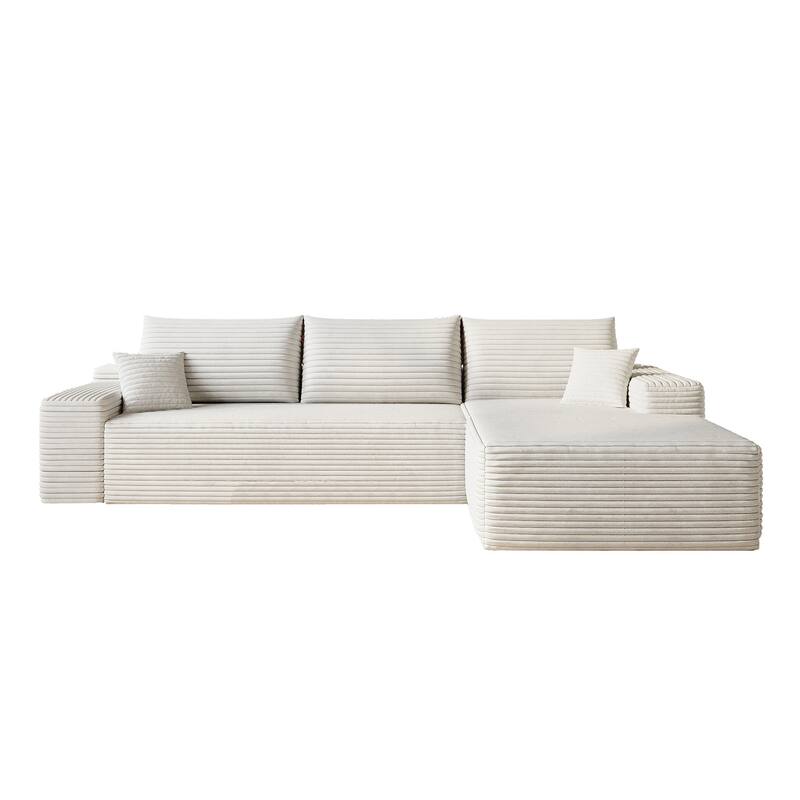 Sofa 107-in Casual White 3 -seater Right Reclining Sectional - 8' x 10'