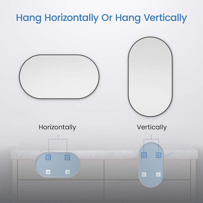 24 x 44 Inch Shatterproof Wall Mount Metal Frame Mirror
