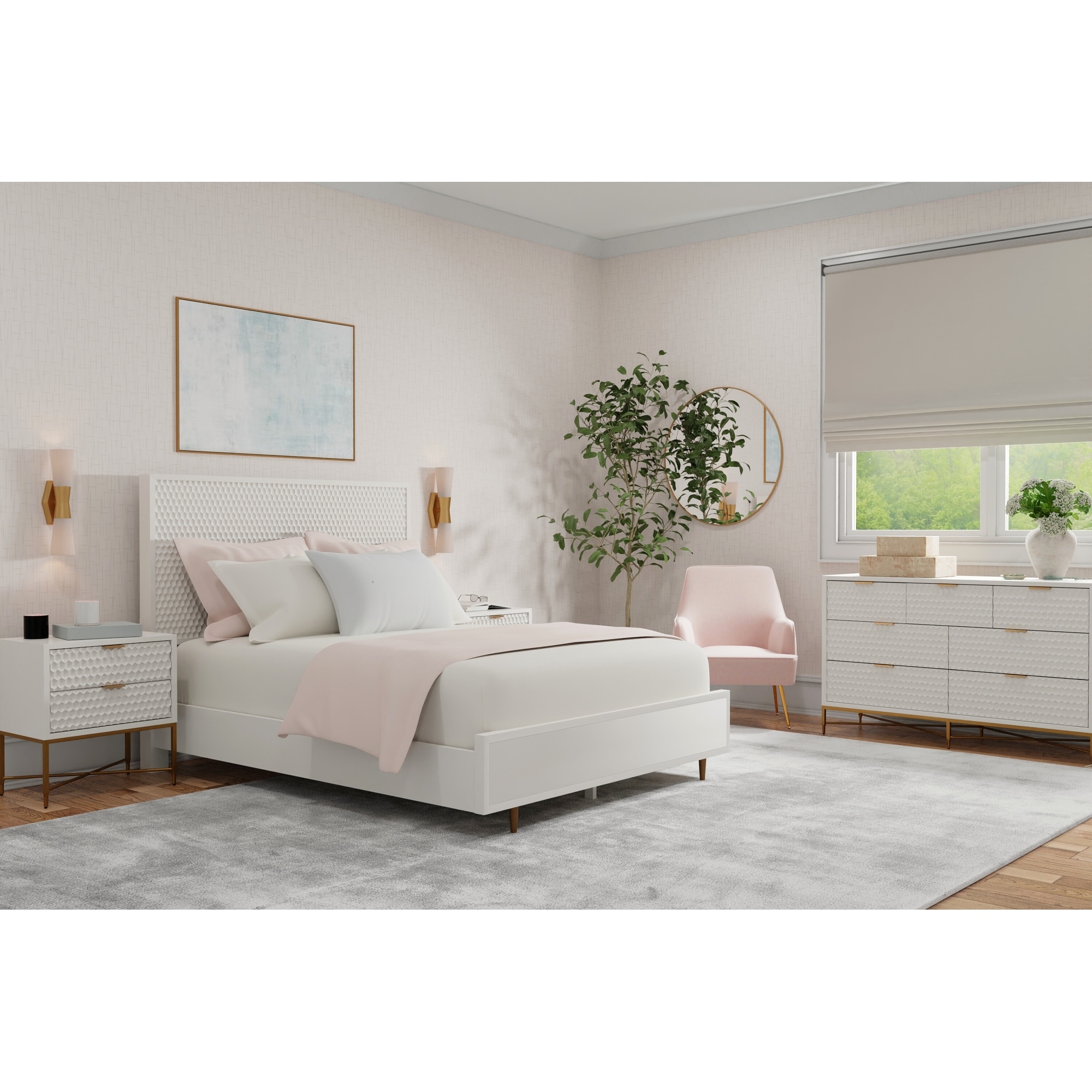 Origins by alpine white pearl wood 2 drawer nightstand shop in white