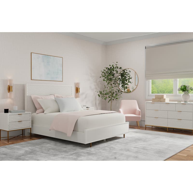 Origins by Alpine White Pearl Wood 2-drawer Nightstand