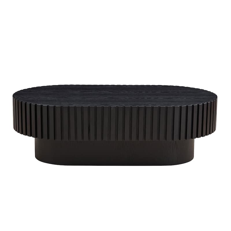 43.70 Inch Modern Handcraft Drum Coffee Table Oval Coffee Table For Living Room,Sturdy Pedestal