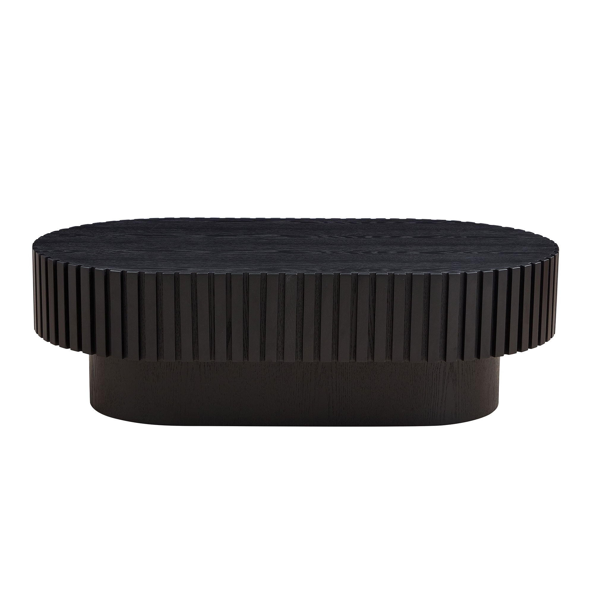 Modern Oval Coffee Table with Sturdy Pedestal for Living Room