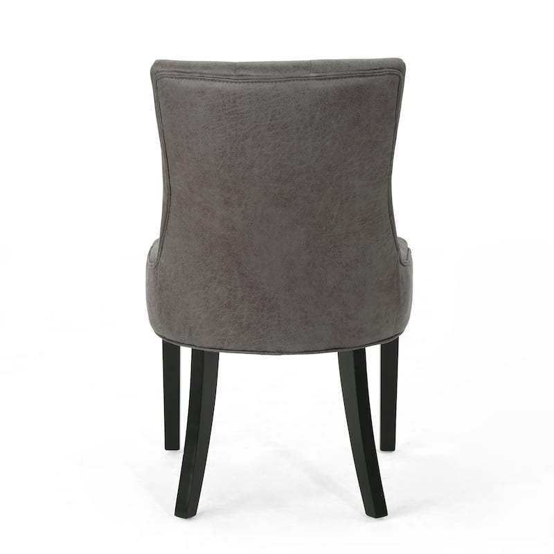 Set of 2 Microfiber Upholstered Dining Chairs with Wood Legs