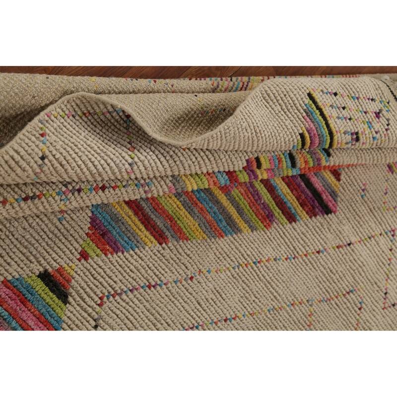 Geometric Trellis Moroccan Area Rug Handmade Wool Carpet - 6'9"x 10'5"
