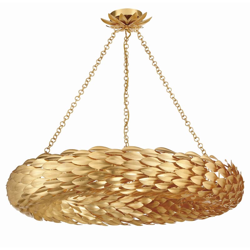 Broche 8 Light Antique Gold Pendant - 33.5"W x 5.75"H
