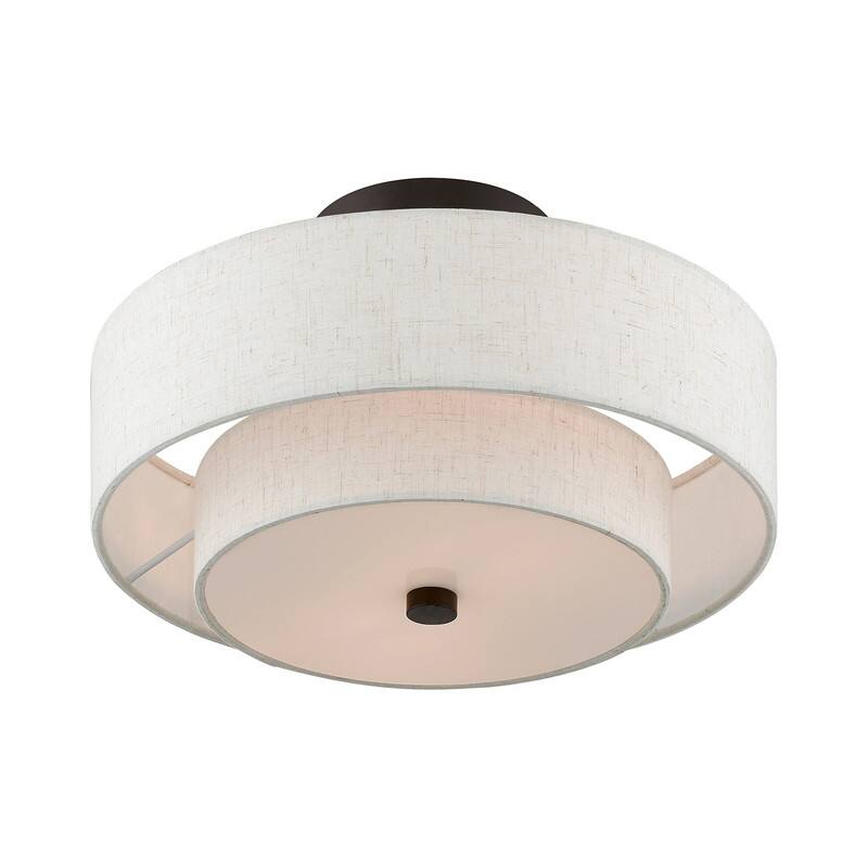 Livex Lighting 2-light Fabric Shade Flush Mount, 51083-92, 51083-91