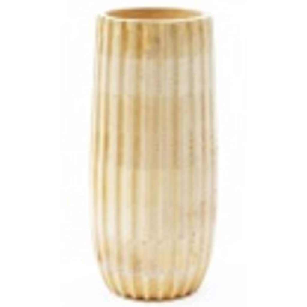 Sun Bleached Mango Wood Cylindrical Vase - 11" - Beige