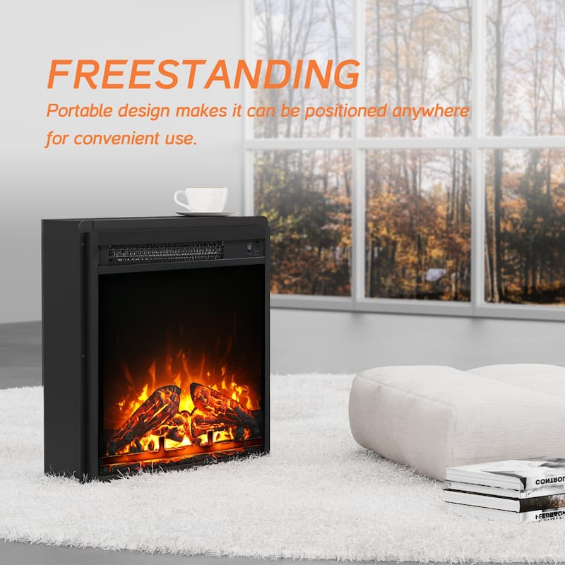 18" Electric Fireplace for Bedroom Office, 1400W - 18 Inch