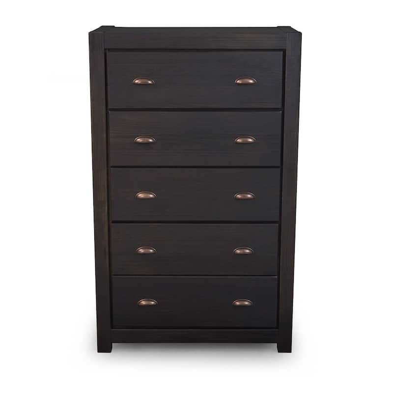 Grain Wood Furniture Montauk 5-drawer Solid Wood Chest - Farmhouse Black