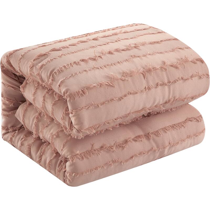 Porch & Den Summerwood Solid Color Fringe Stripe 7-piece Comforter Set