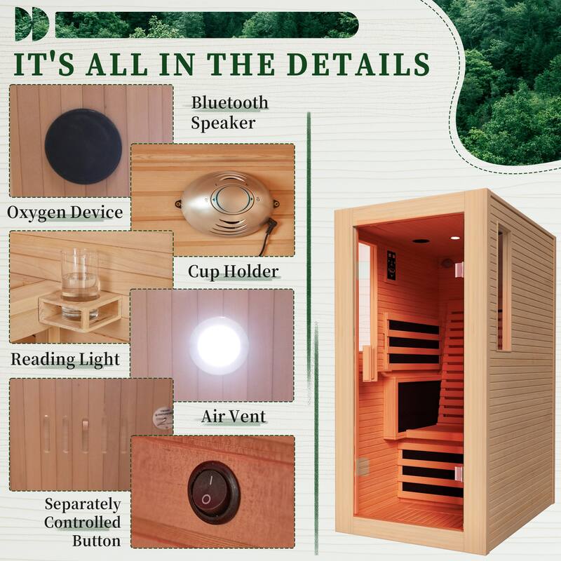 EROMMY up to 3 Person Infrared Sauna with 10-Minute Warm-Up Heater Tube and Carbon Plate