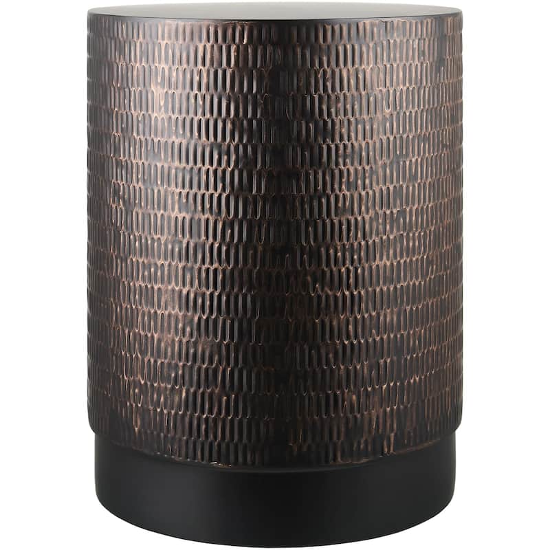 Ezekiel Round Metal Textured End Table - 19"H x 15"W x 15"D
