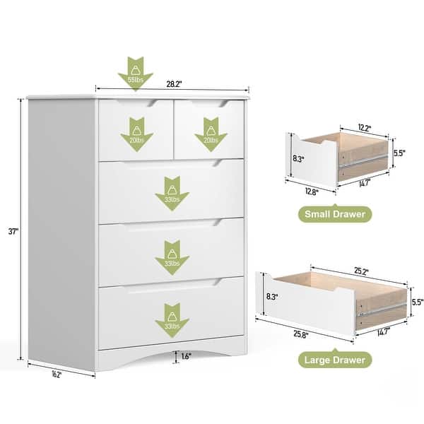 dimension image slide 2 of 5, 3/4/5/6 Drawer Dresser, Chest of Drawers with Large Storage, Tall Dresser and Organizer Wooden Cabinet