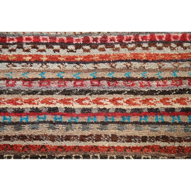 Striped Gabbeh Kashkoli Oriental Runner Rug Wool Hand-knotted Carpet - 2'8" x 9'10"