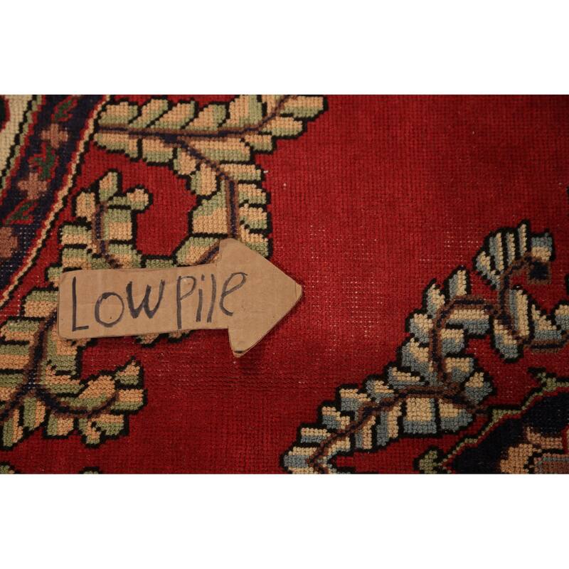Red Medallion Tabriz Persian Vintage Area Rug Handmade Wool Carpet - 9'10" x 13'4"
