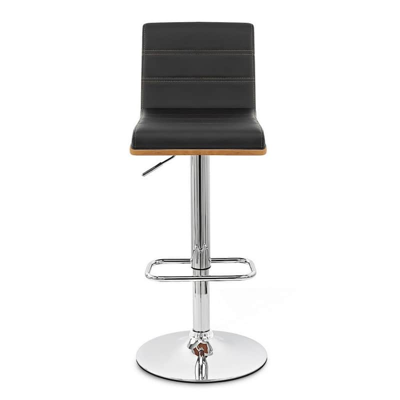 Wooden Support Faux Leather Barstool with Pedestal Base - 33 H x 14 W x 15 L Inches