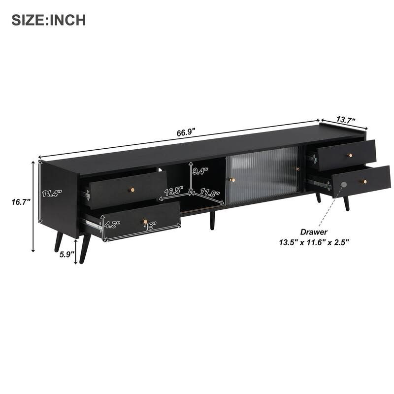 TV Stand with Sliding Fluted Glass Doors, Bed Bath & Beyond 38889648
