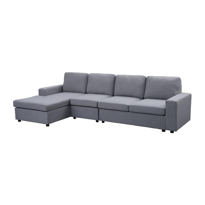 Linen Sofa with Reversible Chaise - Light Gray