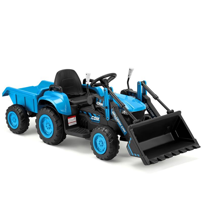 EROMMY Ride on Car Toys with Remote Control, Digger, Horn, Lights, Music Player, Safety Belt,