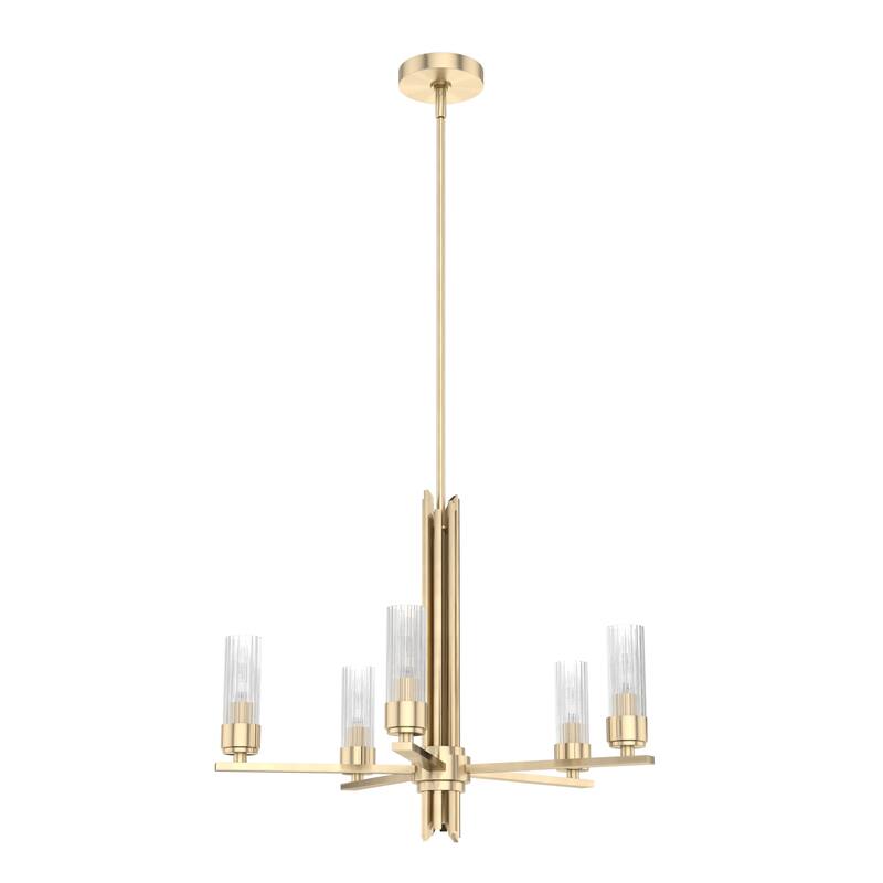 Hunter Gatz Ribbed Glass Chandelier - Dining Room, Kitchen Island, Entry - Glam, Contemporary, Transitional
