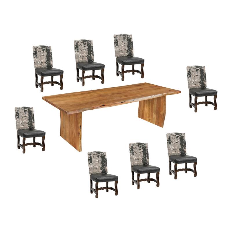 Cedar 7-piece Live Edge Solid Wood Dining Set - Seats 8 - Brown