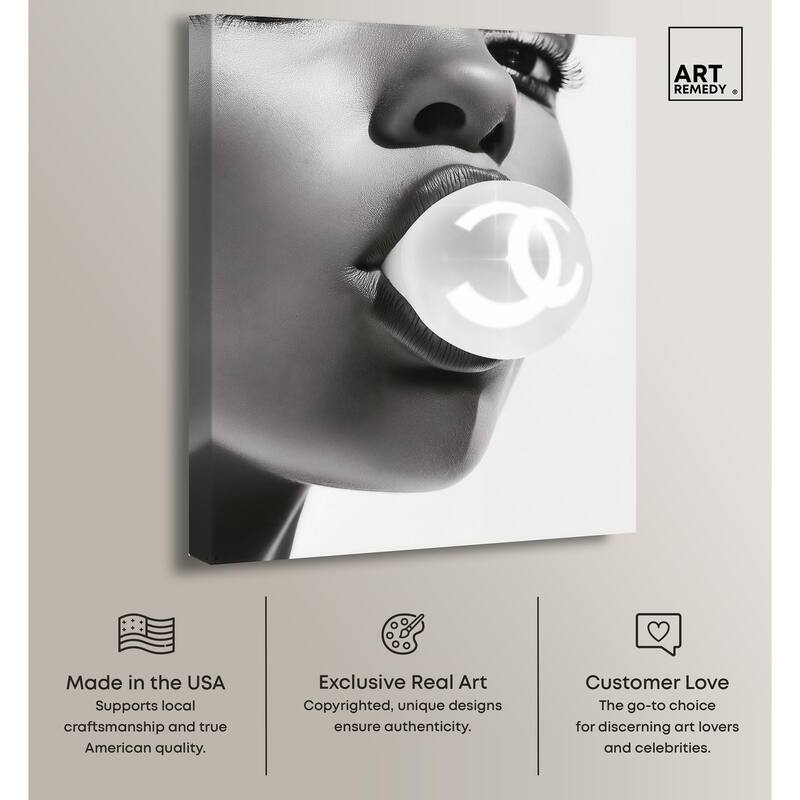 Bubble Gum Pop Monochrome Canvas by Art Remedy, Gallery Wrapped
