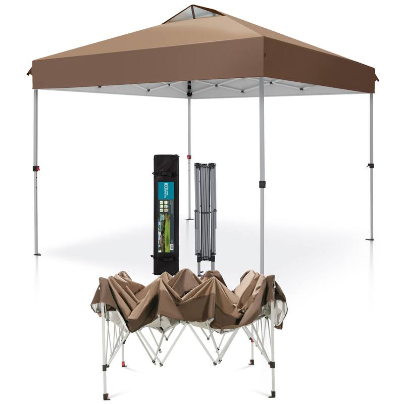SEGAWE 10x10 Pop Up Canopy Tent – Grey, Adjustable Height, Steel Frame, Wheeled Carry Bag Included