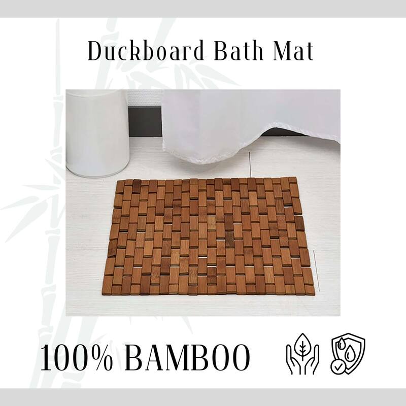 Natural Bamboo Bathroom Mat - Non Slip Bath Mat -Foldable Duckboard