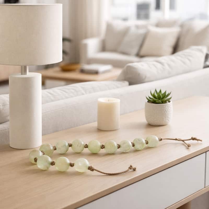 Decorative Glass Beaded Garland with Tassels - 48" - 48.0" - Green