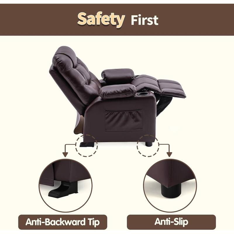 MCombo Big Kids Recliner Chair with Cup Holders - 28.3"(L)x26.0"(W)x34.2"(H)