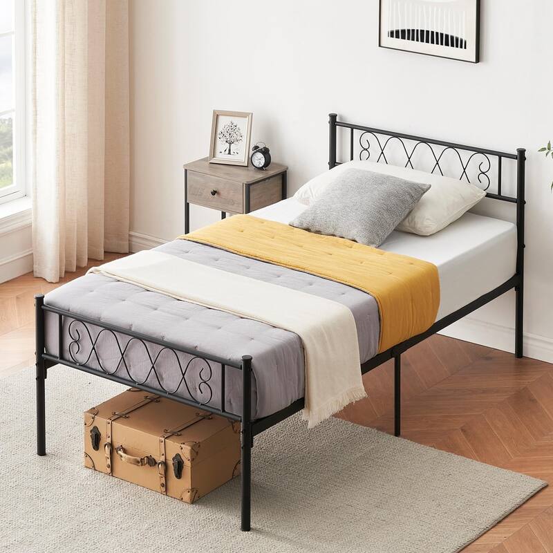 Bed Frame with Headboard and Footboard for Girls and Boys