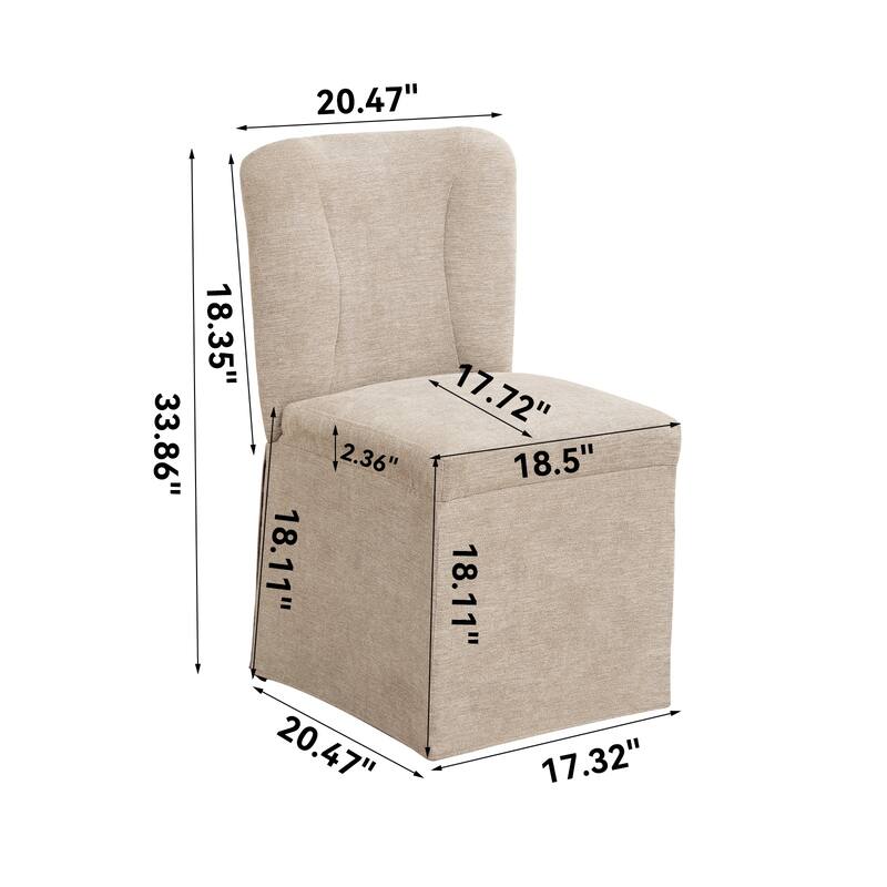 Modern Linen Dining Chairs, Armless Dining Chairs, with Upholstered Seat and Back, for Living Rooms, Set of 2, Brown