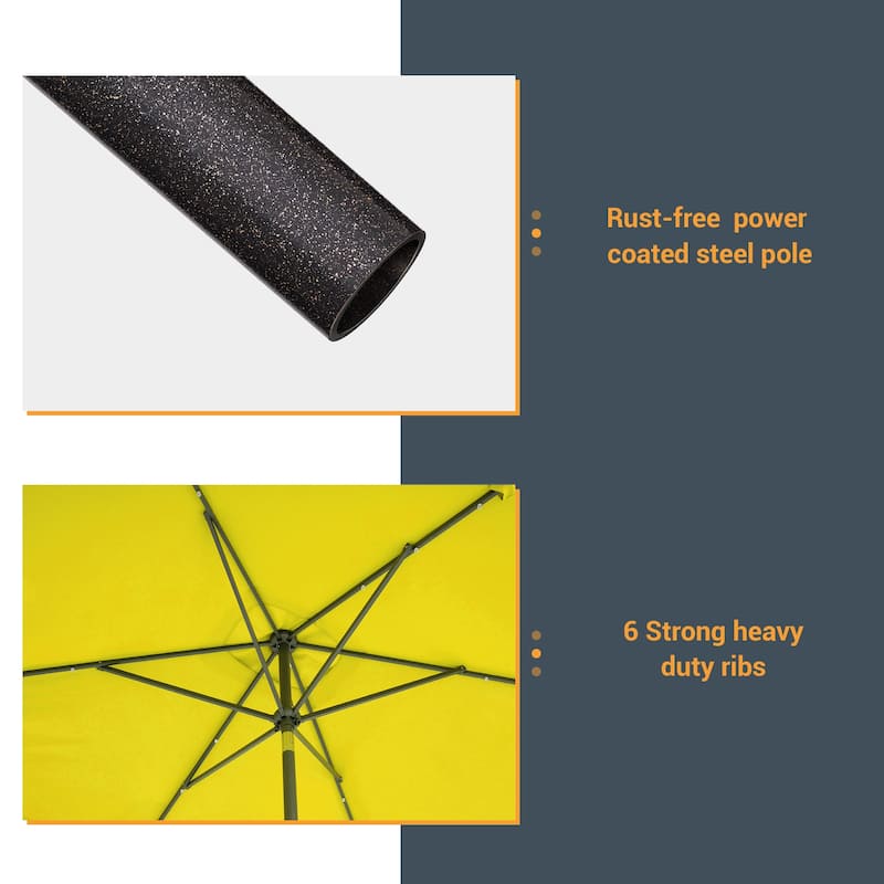 BONOSUKI Outdoor 10 x 6.5ft LED Rectangula Umbrella Patio Market Table Umbrella Aluminium/Steel with Tilt