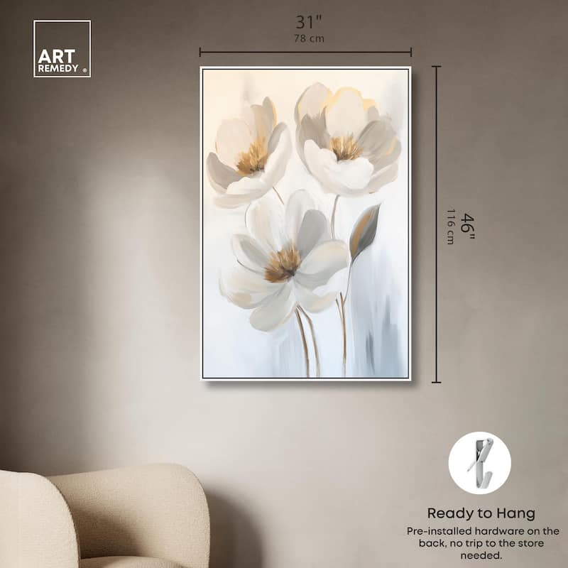 Silvered Flora I Canvas by Art Remedy