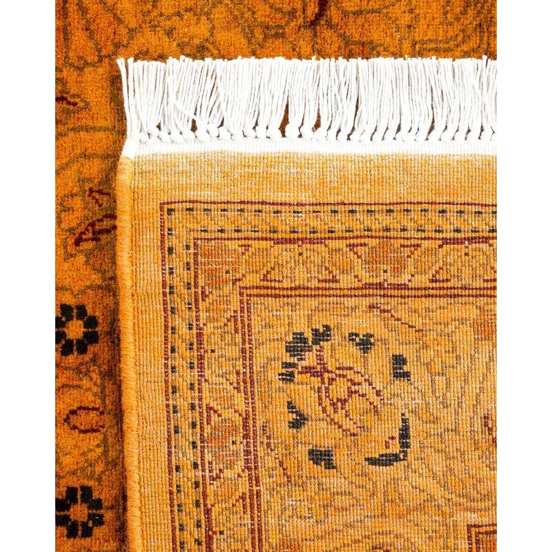 Overton Hand Knotted Wool Vintage Inspired Modern Contemporary Overdyed Orange Runner Rug - 2' 7" x 16' 8"